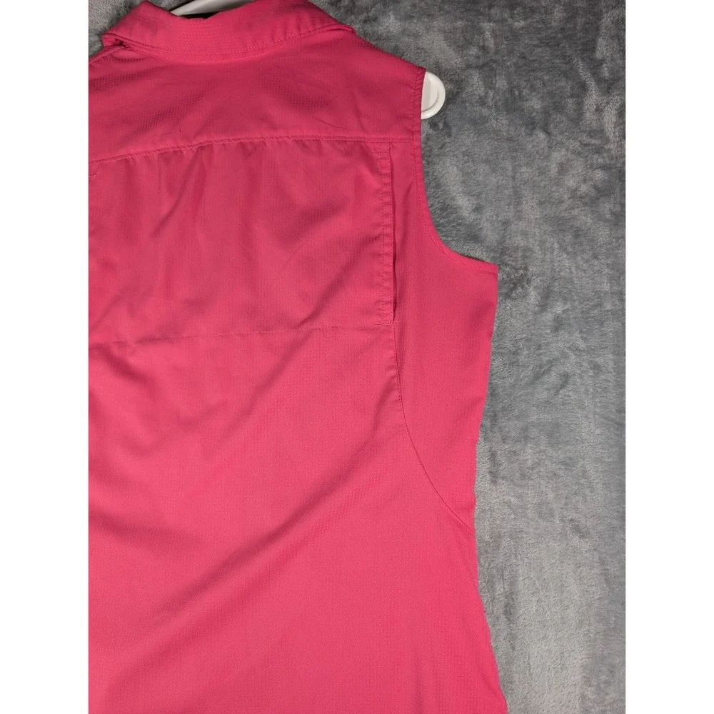 Columbia Womens M Pink Omni-Shade Sleeveless Button Up Sun Protection Hiking Top - Picture 8 of 10